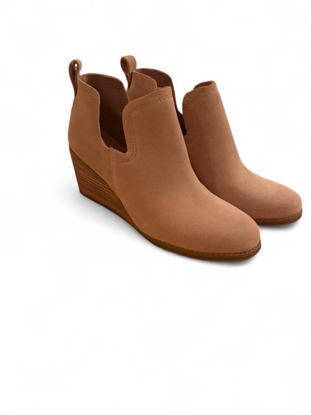 Toms Tan Suede Wedge Ankle Booties